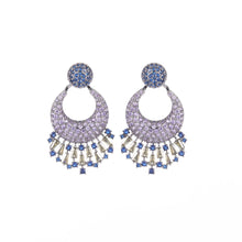 Load image into Gallery viewer, Jewelblings Bohemian Vintage Style Black Tone Opens Purple Round Tassel Earrings Designer Geometrical Jewelry

