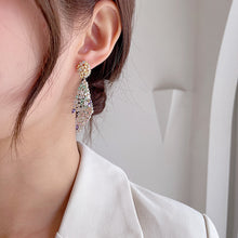 Load image into Gallery viewer, Jewelblings Designer Multi Colored CZ Conch Shaped Statement Irregular Earrings Geometrical Jewelry
