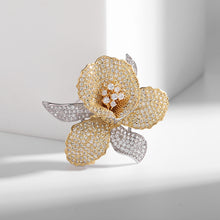 Load image into Gallery viewer, Jewelblings Luxurious Full Micro Pave CZ Blossom Yellow Orchid Flower Brooch Pin for Women Jewelry
