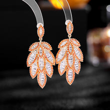 Load image into Gallery viewer, Jewelblings Dazzling Multi-Tiered Cluster Orange Leaf Drop Earrings
