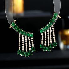 Load image into Gallery viewer, Jewelblings Modern Fashion Pear Stone Accent Ear Cuff and Pierced Tassel Earrings
