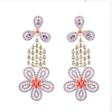 Load image into Gallery viewer, Jewelblings Vintage Chandelier Style Trio Petal Stud and Tassel Flower Drop Earrings Luxury Jewelry
