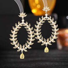 Load image into Gallery viewer, Jewelblings Nature Fashion Oval Shaped Olive Branch Teardrop Earrings Formal Dinner Jewelry
