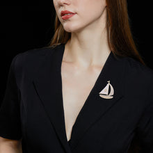 Load image into Gallery viewer, Jewelblings Chic Fashion Micro Pave and Mother of Pearl Sailboat Pin with Anchors Accent Unisex Jewelry
