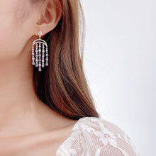 Load image into Gallery viewer, Jewelblings Fancy Vintage Style Blue Crescent Moon and Yellow Tassel Drop Earrings Geometrical Jewelry
