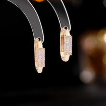 Load image into Gallery viewer, Jewelblings Goth Stylish Clear CZ Accent Golden Rectangle Shaped Hoop Clip Earrings Geometrical Accessory
