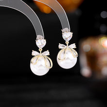 Load image into Gallery viewer, Jewelblings Sweetness Red Heart Stud Ribbon Pearl Drop Earrings Girlhood Style Jewelry
