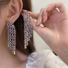 Load image into Gallery viewer, Jewelblings Stunning Round Stones Quartet Extra Long Tassel Drop Earrings Wedding Dinner Accessory
