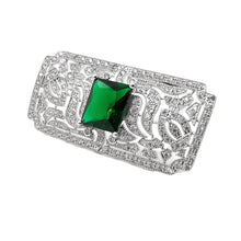 Load image into Gallery viewer, Jewelblings Old European Style Vintage Green Stone Domed Art Deco Rectangle Shaped Brooches Pins for Women Shawl Business Suit Formal Dress
