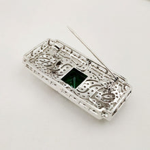 Load image into Gallery viewer, Jewelblings Old European Style Vintage Green Stone Domed Art Deco Rectangle Shaped Brooches Pins for Women Shawl Business Suit Formal Dress

