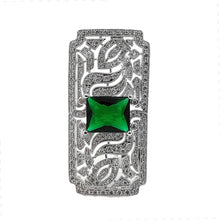 Load image into Gallery viewer, Jewelblings Old European Style Vintage Green Stone Domed Art Deco Rectangle Shaped Brooches Pins for Women Shawl Business Suit Formal Dress
