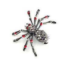 Load image into Gallery viewer, Jewelblings Punk Vintage 2 PCS Small 8- Legged Black Crystal Spider Brooches with Red Stone Halloween Pins for Unisex CostumeGift  Jewelry
