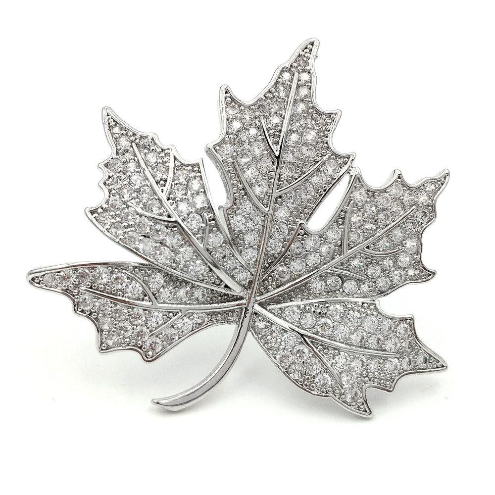 Jewelblings Queen Vintage Micro Pave CZ Canadian Maple Leaf Brooches Pin