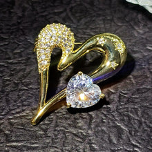 Load image into Gallery viewer, Retro Vintage Gold Metal and Cubic Zircon Love Heart Broaches Pins Valentine’s Day Gift Dancing Ball Prom Formal Events Jewelry
