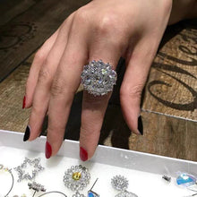 Load image into Gallery viewer, Victorian Vintage Style Round Stones Accent Flower Cluster Halo Index Finger Rings for Women Party
