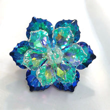 Load image into Gallery viewer, Jewelblings Gorgeous Two-Tiered Green Rainbow AB Colored Vitrail Crystal Flower Brooches Columbine Floral Pins for DIY Project Event Decor
