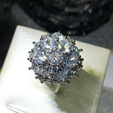 Load image into Gallery viewer, Victorian Vintage Style Round Stones Accent Flower Cluster Halo Index Finger Rings for Women Party
