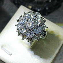 Load image into Gallery viewer, Victorian Vintage Style Round Stones Accent Flower Cluster Halo Index Finger Rings for Women Party
