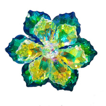 Load image into Gallery viewer, Jewelblings Gorgeous Two-Tiered Green Rainbow AB Colored Vitrail Crystal Flower Brooches Pins for DIY Project Christmas Ornament Wedding
