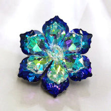 Load image into Gallery viewer, Jewelblings Gorgeous Two-Tiered Green Rainbow AB Colored Vitrail Crystal Flower Brooches Columbine Floral Pins for DIY Project Event Decor
