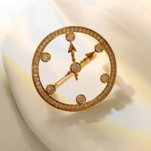Load image into Gallery viewer, Jewelblings Delicate Rose Gold Plated Open Work Clear CZ Clock Face Brooch Pocket Watch Design Pin Cocktail Costume Holiday Festival Jewelry
