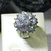 Load image into Gallery viewer, Victorian Vintage Style Round Stones Accent Flower Cluster Halo Index Finger Rings for Women Party
