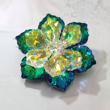 Load image into Gallery viewer, Jewelblings Gorgeous Two-Tiered Green Rainbow AB Colored Vitrail Crystal Flower Brooches Pins for DIY Project Christmas Ornament Wedding
