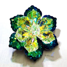 Load image into Gallery viewer, Jewelblings Gorgeous Two-Tiered Green Rainbow AB Colored Vitrail Crystal Flower Brooches Pins for DIY Project Christmas Ornament Wedding

