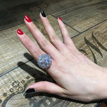 Load image into Gallery viewer, Victorian Vintage Style Round Stones Accent Flower Cluster Halo Index Finger Rings for Women Party
