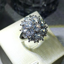 Load image into Gallery viewer, Victorian Vintage Style Round Stones Accent Flower Cluster Halo Index Finger Rings for Women Party
