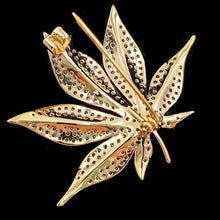 Load image into Gallery viewer, Jewelblings Shiny Gold Tone Full Pave CZ Maple Leaf Brooch and Pins Vintage Palm Alm Shaped Jewelry for Unisex Sweater Coat Costume Hat Bag
