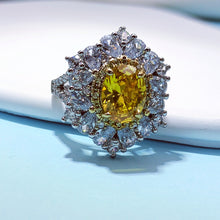 Load image into Gallery viewer, Jewelblings Sparkling Floral Style Yellow Pigeon Eggs Cubic Zircon Adjustable Rings Luxury Costume Birthday Christening Hen&amp;Stag Accessory
