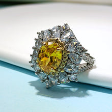 Load image into Gallery viewer, Jewelblings Sparkling Floral Style Yellow Pigeon Eggs Cubic Zircon Adjustable Rings Luxury Costume Birthday Christening Hen&amp;Stag Accessory
