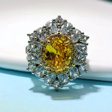 Load image into Gallery viewer, Jewelblings Sparkling Floral Style Yellow Pigeon Eggs Cubic Zircon Adjustable Rings Luxury Costume Birthday Christening Hen&amp;Stag Accessory
