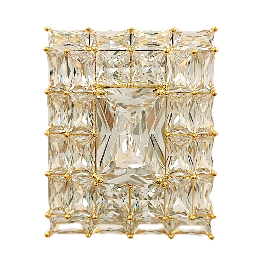 Sparkling Multi Rectangle Accent Diamond Shaped Cubic Zircon Brooches Pins
