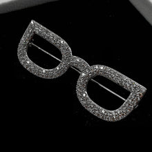 Load image into Gallery viewer, Jewelblings Sparkling Silver Tone Clear CZ Eyes Glasses Brooches Pins Unisex Offical Suit Blazer Outfit Bag Hat Dressy Cape Costume Jewelry
