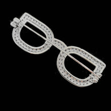 Load image into Gallery viewer, Jewelblings Sparkling Silver Tone Clear CZ Eyes Glasses Brooches Pins Unisex Offical Suit Blazer Outfit Bag Hat Dressy Cape Costume Jewelry
