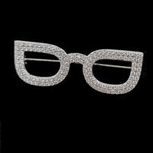 Load image into Gallery viewer, Jewelblings Sparkling Silver Tone Clear CZ Eyes Glasses Brooches Pins Unisex Offical Suit Blazer Outfit Bag Hat Dressy Cape Costume Jewelry
