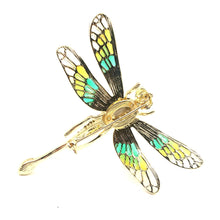 Load image into Gallery viewer, Jewelblings Stunning Enameled Wing Green Rhinestone Large Dragonfly Brooch Pin
