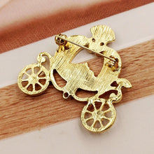 Load image into Gallery viewer, Jewelblings Stunning Gold Tone AB Crystal Accent Pumpkin Carriage Pin Brooch
