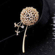 Load image into Gallery viewer, Jewelblings Stunning Gold Tone Stem Cubic Zirconia Dandelion Flower Broach Pin Thanksgiving Gift
