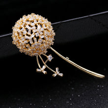 Load image into Gallery viewer, Jewelblings Stunning Gold Tone Stem Cubic Zirconia Dandelion Flower Broach Pin Thanksgiving Gift
