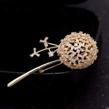 Load image into Gallery viewer, Jewelblings Stunning Gold Tone Stem Cubic Zirconia Dandelion Flower Broach Pin Thanksgiving Gift

