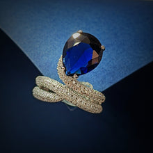 Load image into Gallery viewer, Jewelblings Stunning Wrap Band Blue Pear Solitaire Adjustable Rings
