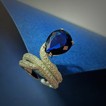 Load image into Gallery viewer, Jewelblings Stunning Wrap Band Blue Pear Solitaire Adjustable Rings
