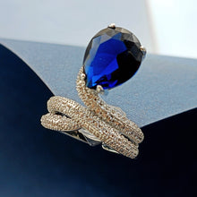 Load image into Gallery viewer, Jewelblings Stunning Wrap Band Blue Pear Solitaire Adjustable Rings
