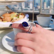 Load image into Gallery viewer, Jewelblings Stunning Wrap Band Blue Pear Solitaire Adjustable Rings
