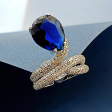 Load image into Gallery viewer, Jewelblings Stunning Wrap Band Blue Pear Solitaire Adjustable Rings
