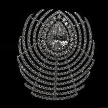 Load image into Gallery viewer, Jewelblings Stunning Stylish Clear Pear Shaped Stone Accent Oval Shape Peacock Feather Shaped Art Deco Brooch Pin Creative Unisex Accessory
