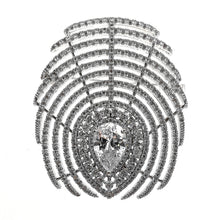 Load image into Gallery viewer, Jewelblings Stunning Stylish Clear Pear Shaped Stone Accent Oval Shape Peacock Feather Shaped Art Deco Brooch Pin Creative Unisex Accessory

